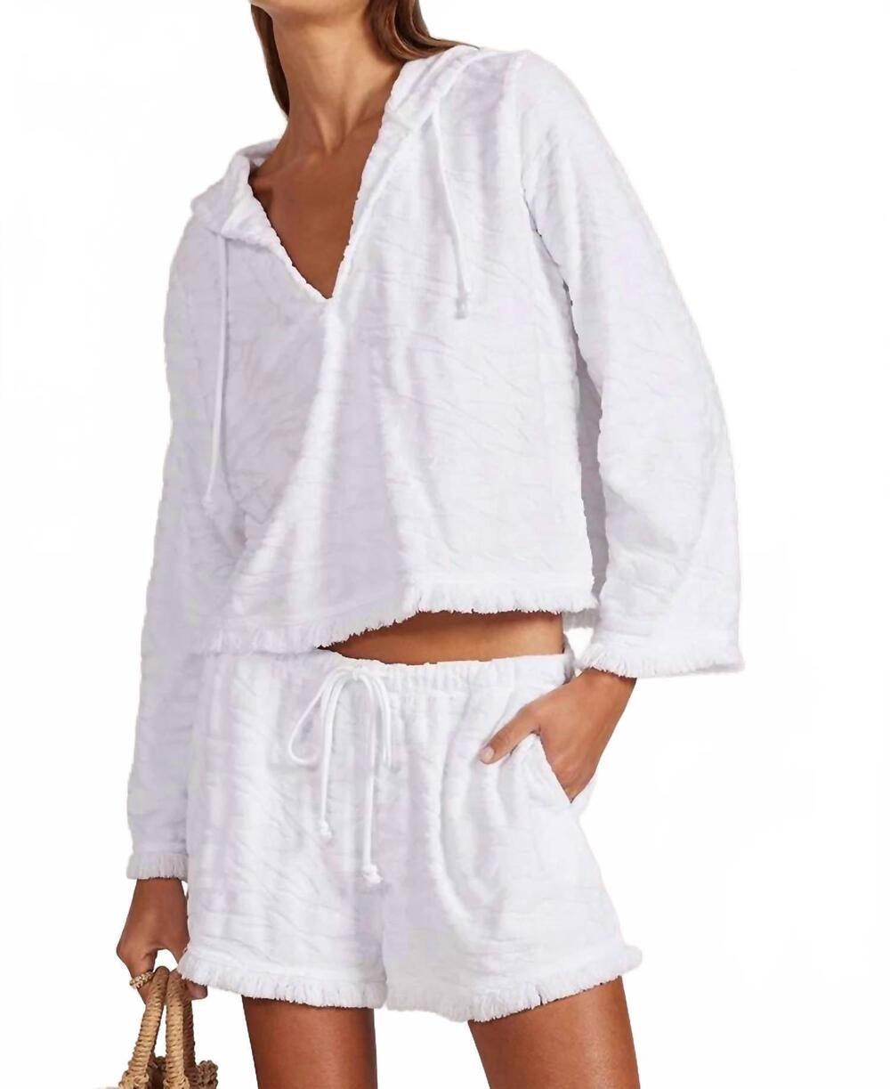 NEW BOBI washed terry pullover hoodie in white